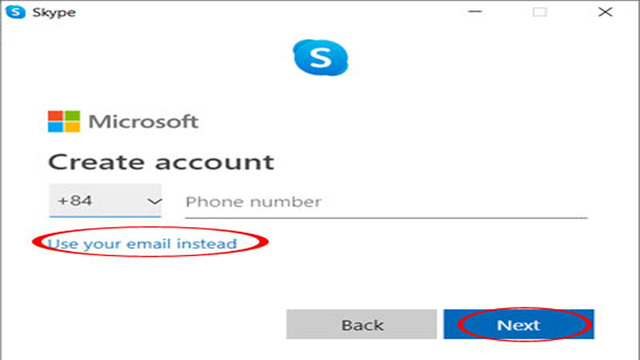 Đăng ký mới tài khoản Skype bước 2